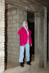 The furry jacket in fushia